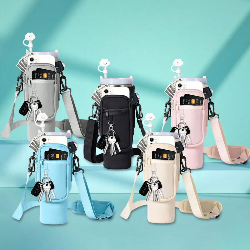 40 untsi neopreenist veepudeli kandekott Stanley Quencher Cupi varruka jaoks koos reguleeritava õlarihmaga veepudelihoidiku kotiga