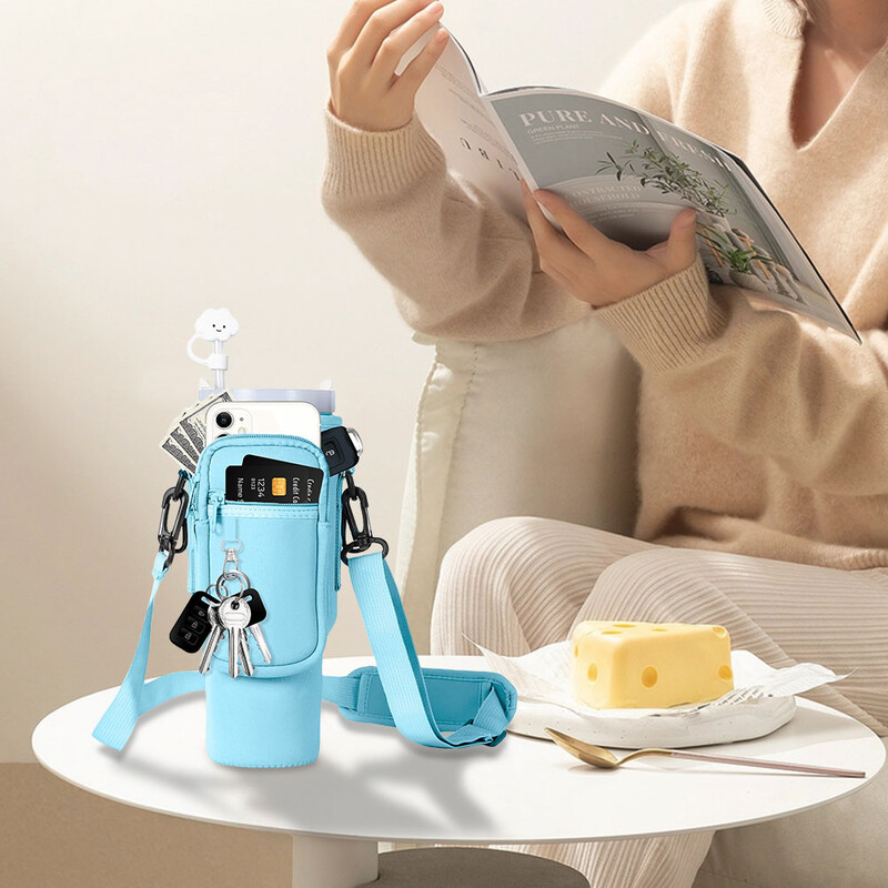 40 untsi neopreenist veepudeli kandekott Stanley Quencher Cupi varruka jaoks koos reguleeritava õlarihmaga veepudelihoidiku kotiga