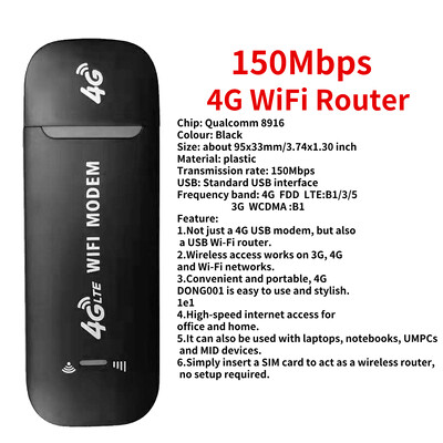 Router WiFi LTE wireless 4G Cartelă SIM 4G Portabil 150Mbps Modem USB Buzunar Hotspot Dongle în bandă largă mobilă pentru Home Office WiFi