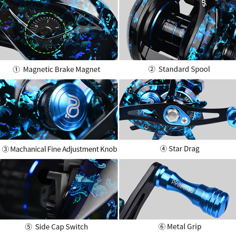 Mulinetă metalică cu picături de apă 3+1BB Mulinetă Frână magnetică Nalucă 7.2:1 Mulinetă de pescuit Mulinetă de pescuit la Marea Neagră Aparatură de pescuit