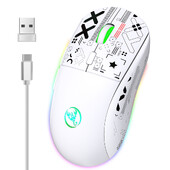 Mouse mecanic fără fir hxsj T90 2.4G Mouse pentru jocuri RGB Mouse ergonomic 10 milioane de apăsări 3600 DPI Mouse 11 moduri de iluminare RGB Mouse