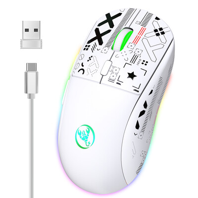 Mouse mecanic fără fir hxsj T90 2.4G Mouse pentru jocuri RGB Mouse ergonomic 10 milioane de apăsări 3600 DPI Mouse 11 moduri de iluminare RGB Mouse