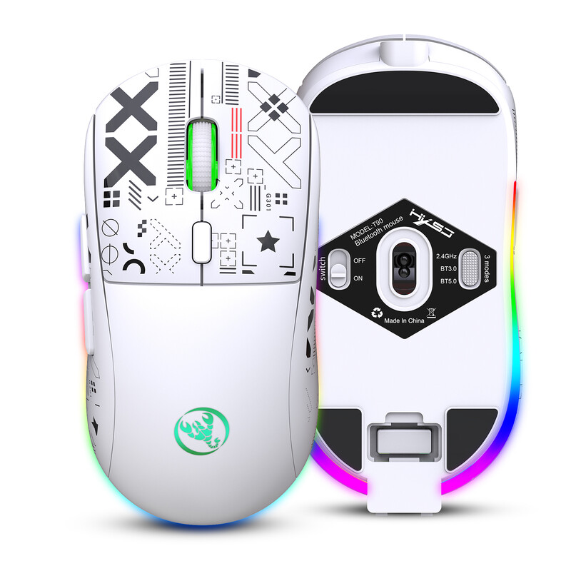Mouse mecanic fără fir hxsj T90 2.4G Mouse pentru jocuri RGB Mouse ergonomic 10 milioane de apăsări 3600 DPI Mouse 11 moduri de iluminare RGB Mouse