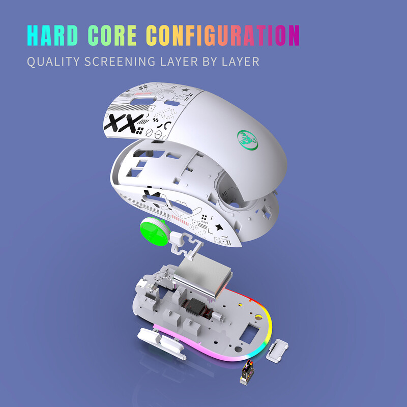 Mouse mecanic fără fir hxsj T90 2.4G Mouse pentru jocuri RGB Mouse ergonomic 10 milioane de apăsări 3600 DPI Mouse 11 moduri de iluminare RGB Mouse