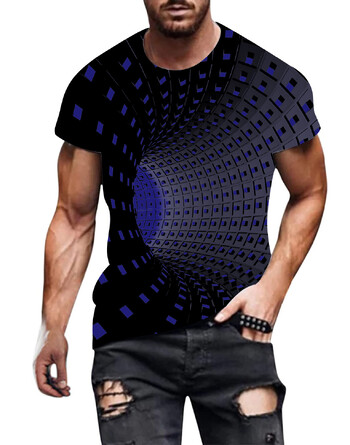 3D printed T-shirt 2024 Ευρωπαϊκή και Αμερικάνικη Άνοιξη και Καλοκαίρι νέο ανδρικό μπλουζάκι casual τοπ με στρογγυλή λαιμόκοψη και κοντά μανίκια 