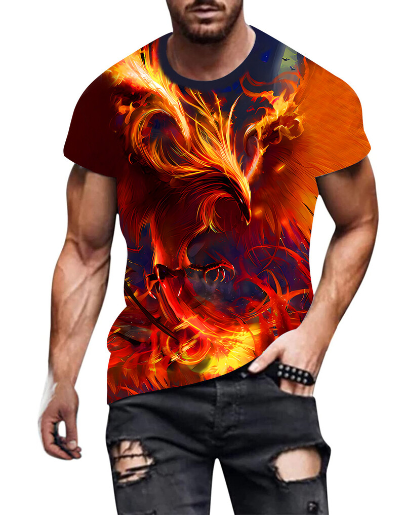3D marginti marškinėliai 2024 m. Europos ir Amerikos pavasario ir vasaros nauji vyriški marškinėliai, laisvalaikio viršūnės apvaliu kaklu ir trumpomis rankovėmis 