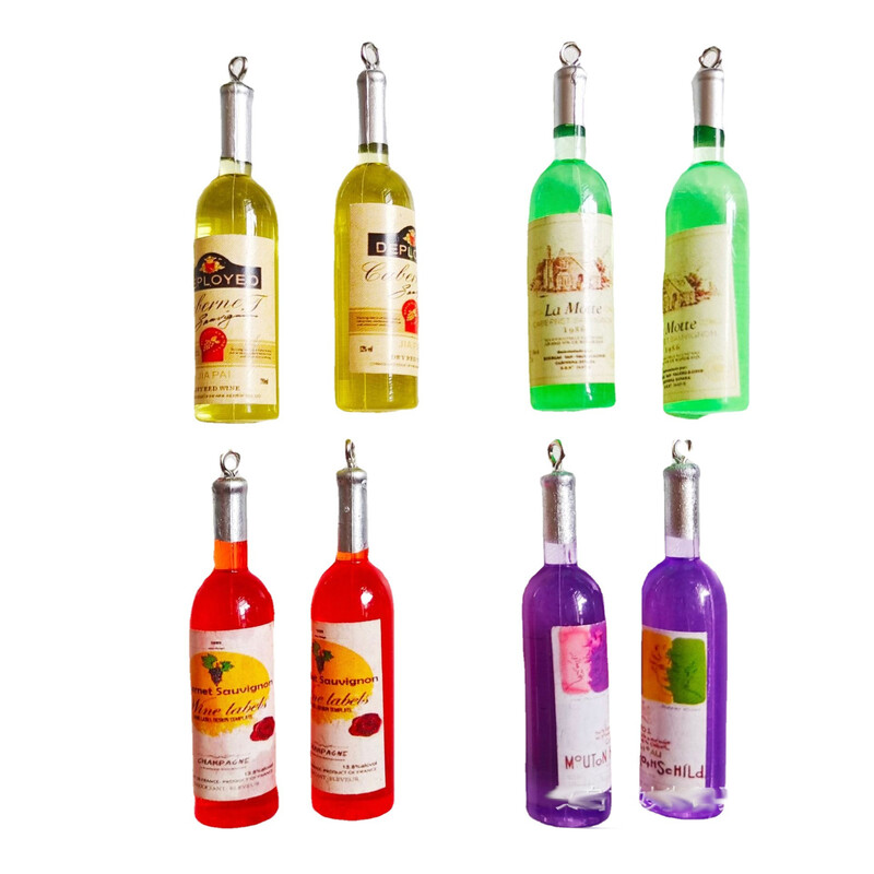 10 gab japāņu un korejiešu simulācijas trīsdimensiju mini vīna pudeles diy sveķu kulonu kulonu auskari kaklarotu rotaslietu aksesuāru materiāls