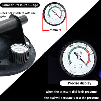 НОВА Вакуумна вендуза 8 инча 250 кг с манометър Пластмасова дръжка Тежкотоварен повдигач за гранитни плочки Стъкло Ръчно повдигане