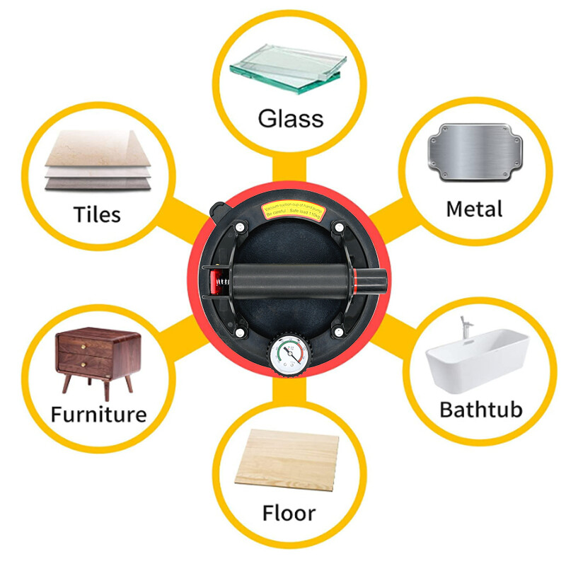 UUS vaakum-iminapp 8 tolli 250 kg rõhumõõturiga plastikust käepidemega raskeveokite tõstuk graniitplaatide klaasi käsitsi tõstmiseks