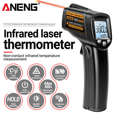 ANENG TH103 II klases lāzera infrasarkanā termometra temperatūras sensora testeri lielgabals -20°C ~ 380℃ rūpnieciskās termiskās caurules testēšanas rīks