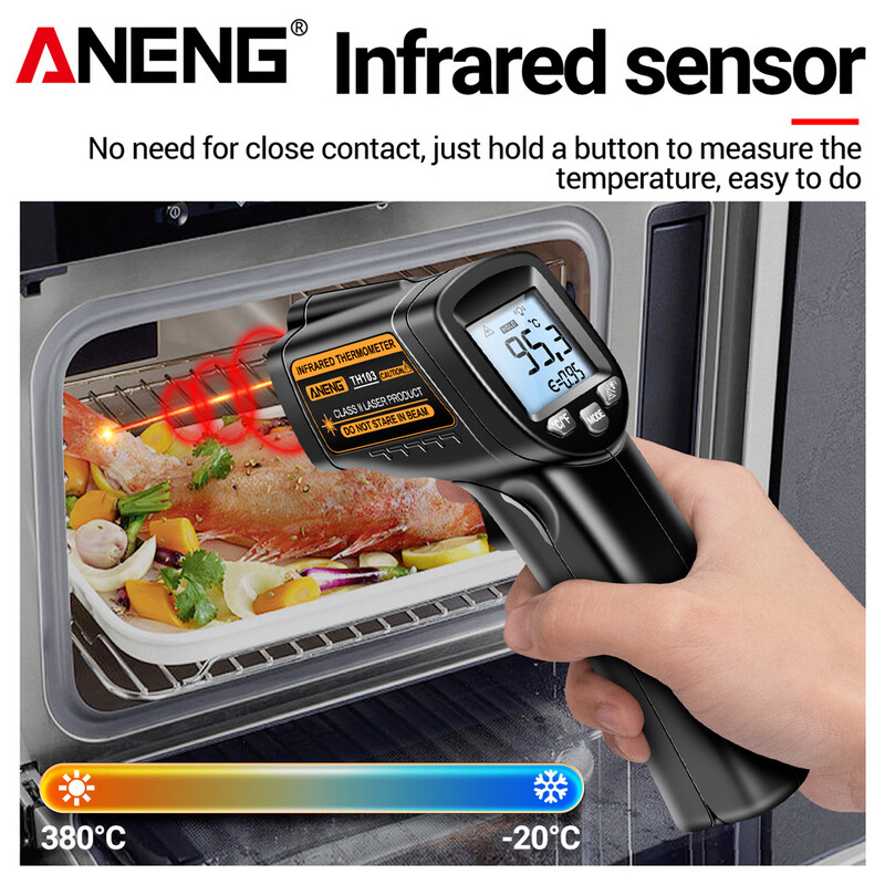 ANENG TH103 Clasa II Termometru cu infraroșu cu laser Tester pentru senzori de temperatură Pistol -20°C~380℃ Instrument de testare a tuburilor termice industriale