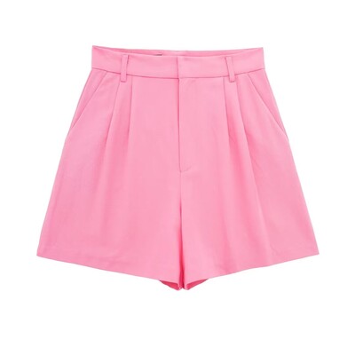 TRAF 2024 Ženski elegantni komplet kratkih hlača bez rukava s jednokopčanim kopčanjem s V izrezom + tanke kratke hlače Žensko uredsko odijelo