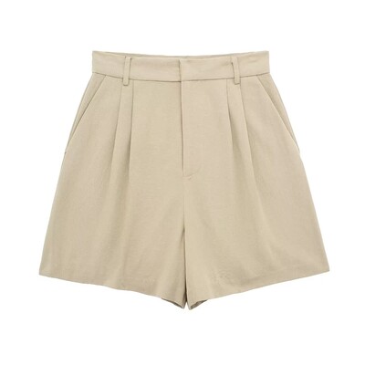 TRAF 2024 Ženski elegantni komplet kratkih hlača bez rukava s jednokopčanim kopčanjem s V izrezom + tanke kratke hlače Žensko uredsko odijelo