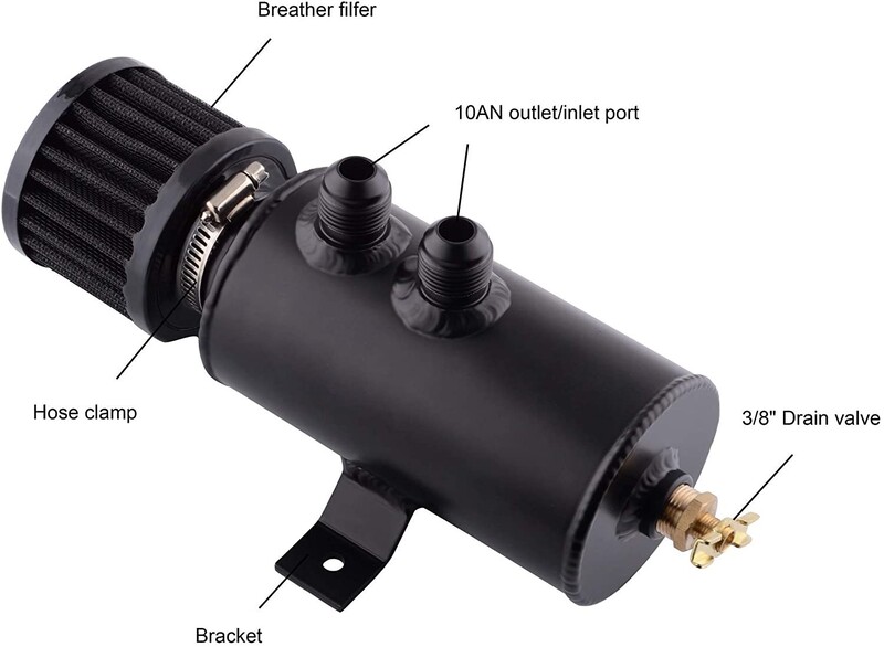 750 ml universaalne alumiiniummust, 10AN õlipüüdur, väljalaskepaak + õhutusfiltri komplekt kütusepaak OCC-1011-BK