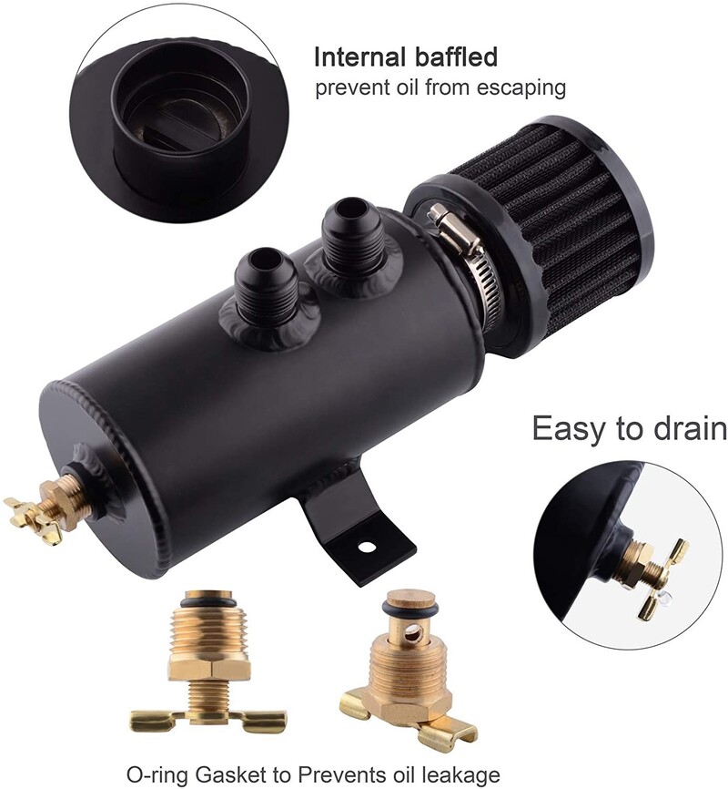 750 ml universaalne alumiiniummust, 10AN õlipüüdur, väljalaskepaak + õhutusfiltri komplekt kütusepaak OCC-1011-BK