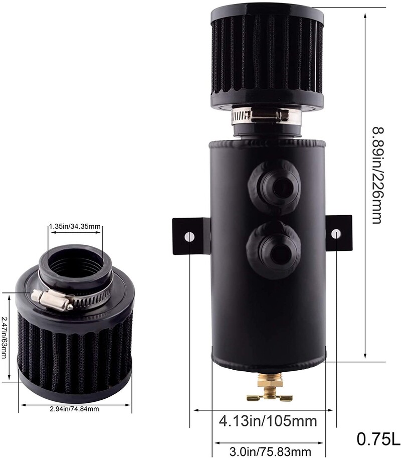 750 ml universaalne alumiiniummust, 10AN õlipüüdur, väljalaskepaak + õhutusfiltri komplekt kütusepaak OCC-1011-BK