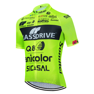 Fluor Yellow Cycling Jersey GLASSDRIVE Team Bike Maillot Jersey Shorts Suit Men 20D Road Ropa Bicycl Tshirt Панталони Облекло