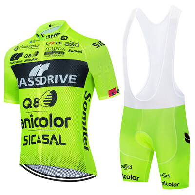 Fluor Yellow Cycling Jersey GLASSDRIVE Team Bike Maillot Jersey Shorts Suit Men 20D Road Ropa Bicycl Tshirt Панталони Облекло