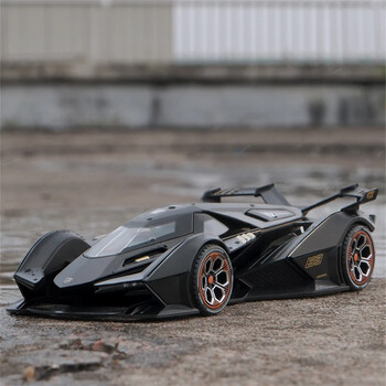 1:24 V12 Vision GT Gran Turismo Alloy Concept Модел на спортна кола Отливки под налягане Метална играчка Модел на състезателна кола Звук и светлина Детска играчка Подарък