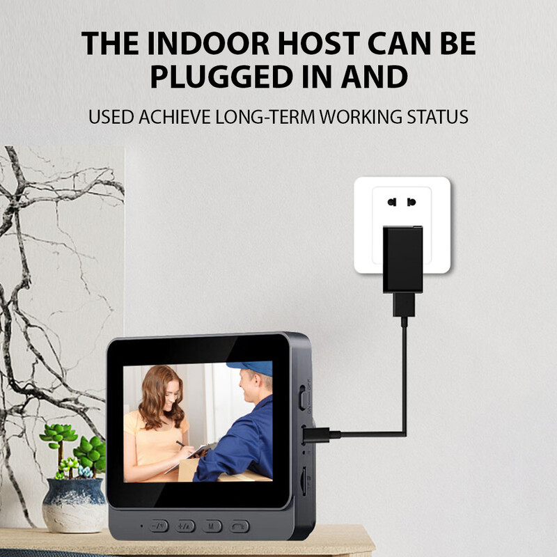 4,3`` IPS Screen 2,4G Ασύρματο οπτικό κουδούνι ενδοεπικοινωνίας με οθόνη Έξυπνη παρακολούθηση βίντεο υψηλής ευκρίνειας αμφίδρομη ενδοεπικοινωνία