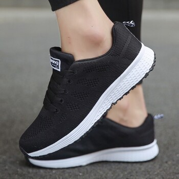 Γυναικεία Casual Παπούτσια Μόδα Breathable Walking Mesh FlatSneakers Λευκά γυναικεία υποδήματα