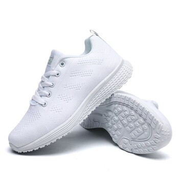 Γυναικεία Casual Παπούτσια Μόδα Breathable Walking Mesh FlatSneakers Λευκά γυναικεία υποδήματα