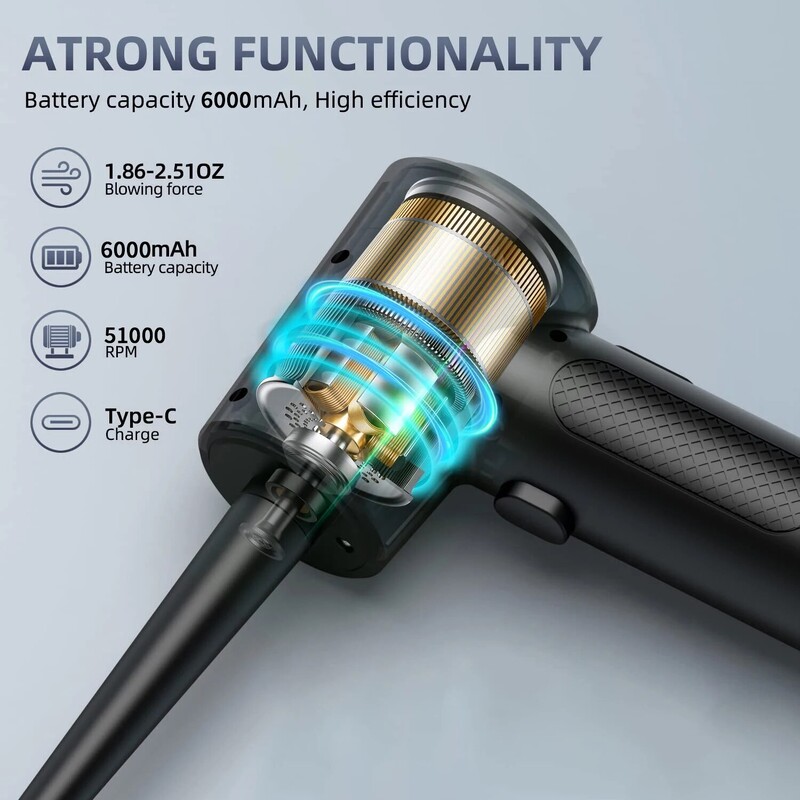 Suspausto oro duster elektrinis įkraunamas belaidis oro pūstuvas Suspaustas oras skirtas kompiuterio klaviatūros fotoaparato valymui Automobilio namai