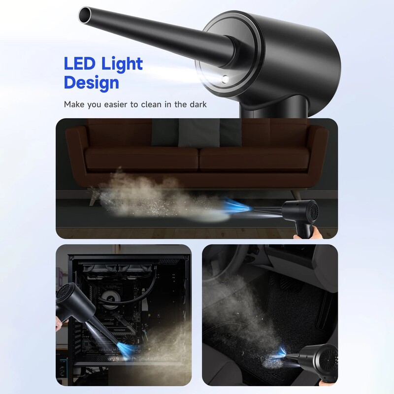 Suspausto oro duster elektrinis įkraunamas belaidis oro pūstuvas Suspaustas oras skirtas kompiuterio klaviatūros fotoaparato valymui Automobilio namai