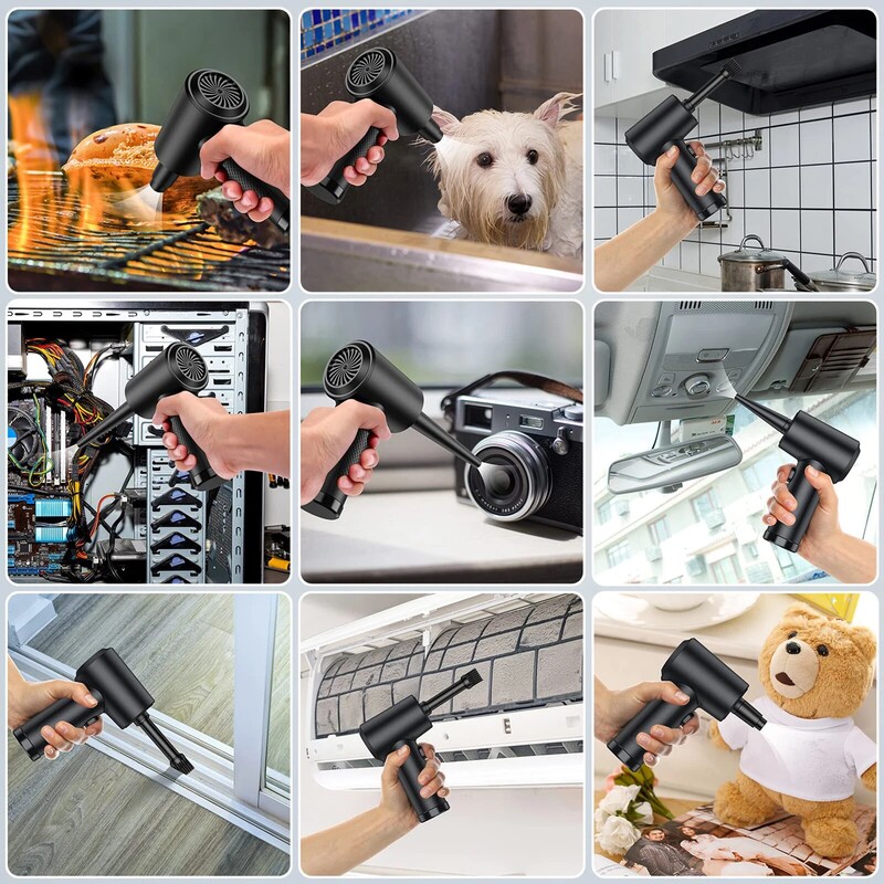 Suspausto oro duster elektrinis įkraunamas belaidis oro pūstuvas Suspaustas oras skirtas kompiuterio klaviatūros fotoaparato valymui Automobilio namai