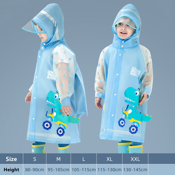 Cute Kids Raincoat Αδιάβροχο Παιδικό Δεινόσαυρος Unicorn Rain Poncho Rain Jacket with Backpack Position Student RainWear