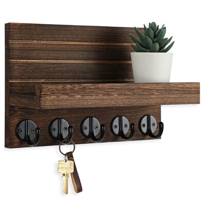 Dekoratyvinis sodybos raktų laikiklis sienai – modernios raktų lentynos, skirtos svetainei dekoruoti sieną, ir pašto dėžutė su lentyna butui
