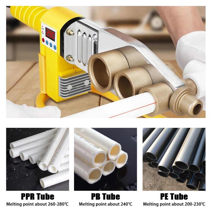1400W/1000W/800W torukeevitusmasin Torude jootekolb plastist keevitamine PP/PPR/PB/PE toru soojendus kuumsulatustööriist 63/23 tüübid