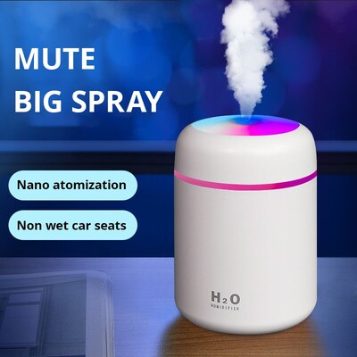 USB Cool Mist Sprayer Φορητός Ηλεκτρικός υγραντήρας αέρα 300ml Διαχύτης αρώματος λαδιού με πολύχρωμο νυχτερινό φως για οικιακό αυτοκίνητο