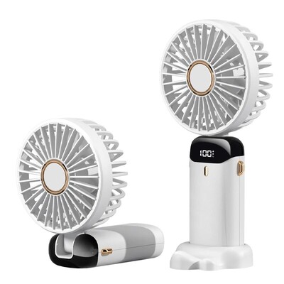 USB rokas mini ventilators salokāmi pārnēsājami kakla piekaramie ventilatori 5 ātrumu uzlādējams ventilators ar tālruņa statīvu un displeja ekrānu