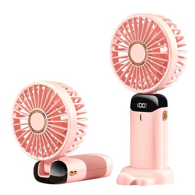 USB rokas mini ventilators salokāmi pārnēsājami kakla piekaramie ventilatori 5 ātrumu uzlādējams ventilators ar tālruņa statīvu un displeja ekrānu