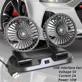 5V 12V 24V autoventilaator Jahutusauto ventilaator kahepealine USB-auto ventilaator 2 kiirust reguleeritav automaatjahuti õhuventilaator Autotarvikud tuulereguleerimine
