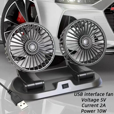 5V 12V 24V autó ventilátor hűtő autó ventilátor Dupla fejes USB autó ventilátor 2 sebesség Állítható automatikus hűtő levegő ventilátor Autós kiegészítők szélszabályozás