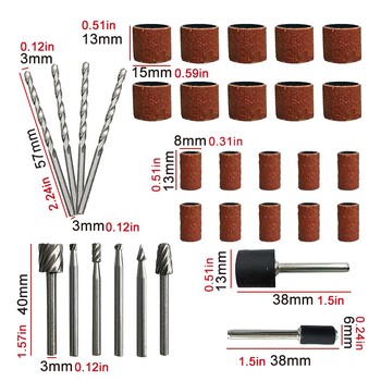 11 бр. Комплект инструменти за локализиране на капака на ел. шлифовъчен рог, 29 бр. Ротационна пила, спирална бормашина, Пробиване, Електрически шлифовъчен пръстен Аксесоар, инструмент