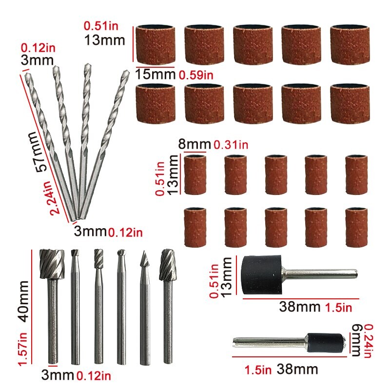 11 τμχ Σετ εργαλείων εντοπισμού καλύμματος κόρνας ηλεκτρικού λείανσης 29 τμχ Αξεσουάρ εργαλείου ηλεκτρικού δακτυλίου λείανσης με περιστροφική λίμα