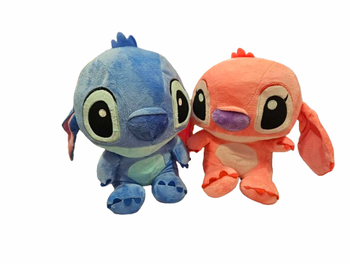 Комплект Играчки Stitch, Стич и Анджела, Плюшен, 30х23 см, Син/Розов