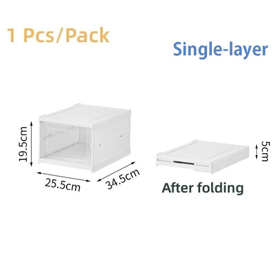 6-kihiline kokkupandav jalatsihoidja läbipaistev toss Lihtne kokku panna Tolmukindel virnastatav jalatsihoidik koos kaanega