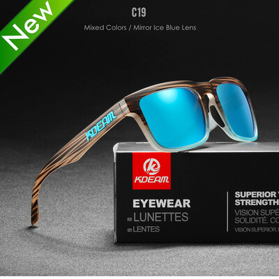 KDEAM 2022 Ochelari de soare polarizați pătrați pentru bărbați în aer liber Ochelari de soare cu acoperire pentru stil de viață, culori noi asortate cu cutie