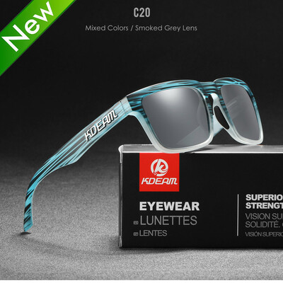 KDEAM 2022 Ochelari de soare polarizați pătrați pentru bărbați în aer liber Ochelari de soare cu acoperire pentru stil de viață, culori noi asortate cu cutie