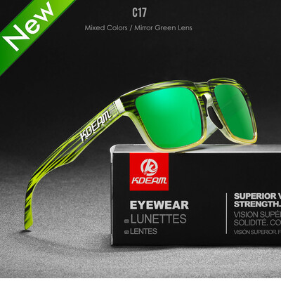 KDEAM 2022 Ochelari de soare polarizați pătrați pentru bărbați în aer liber Ochelari de soare cu acoperire pentru stil de viață, culori noi asortate cu cutie