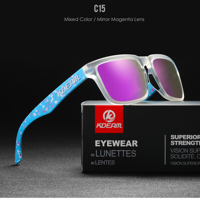 KDEAM 2022 Ochelari de soare polarizați pătrați pentru bărbați în aer liber Ochelari de soare cu acoperire pentru stil de viață, culori noi asortate cu cutie