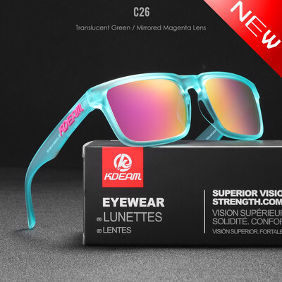 KDEAM 2022 Ochelari de soare polarizați pătrați pentru bărbați în aer liber Ochelari de soare cu acoperire pentru stil de viață, culori noi asortate cu cutie