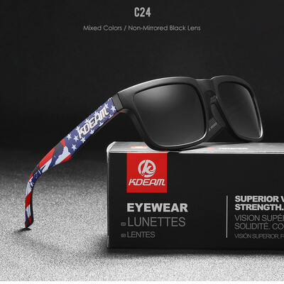 KDEAM 2022 Ochelari de soare polarizați pătrați pentru bărbați în aer liber Ochelari de soare cu acoperire pentru stil de viață, culori noi asortate cu cutie
