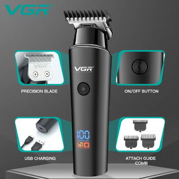 VGR Hair Trimmer Professional Electric Trimmers Cordless Hair Clipper Επαναφορτιζόμενη οθόνη LED V 937