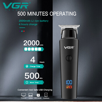 VGR Hair Trimmer Professional Electric Trimmers Cordless Hair Clipper Επαναφορτιζόμενη οθόνη LED V 937