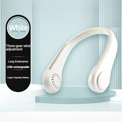 Naujas mini kaklo ventiliatorius, nešiojamasis kabantis be ašmenų, 1200 mAh įkraunamas oro aušintuvas, 3 greičių mini vasaros sporto ventiliatoriai